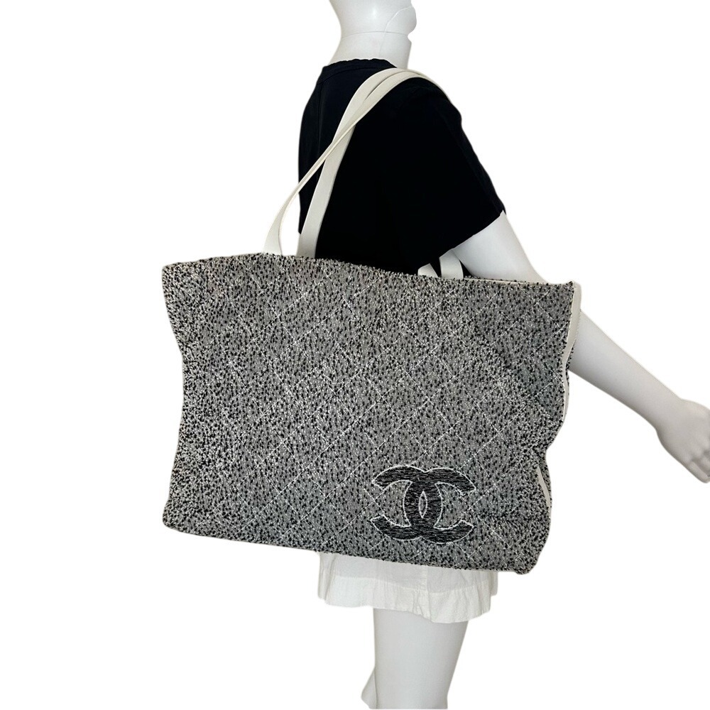 Chanel Cruise Collection Terrycloth Leather Pile Beach Tote Bag and Towel
